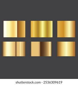 Big metal pack. Collection of gold, silver and bronze gradient for design. Vector gradients set.