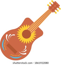 Big Mexican guitar vector color icon design, Guitarron mexicano concept,  Mexican culture symbol on White background, Customs and Traditions Signs, cinco de Mayo federal holiday elements