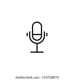 Big microphone Icon in black line style icon, style isolated on white background