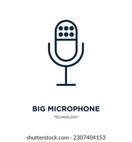 big microphone icon from technology collection. Thin linear big microphone, microphone, sound outline icon isolated on white background. Line vector big microphone sign, symbol for web and mobile
