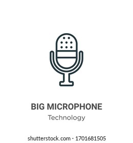 Icono vectorial de contorno de micrófono grande. Icono de gran micrófono negro de línea delgada, ilustración de elemento simple vector plano del concepto de tecnología editable trazo aislado en fondo blanco