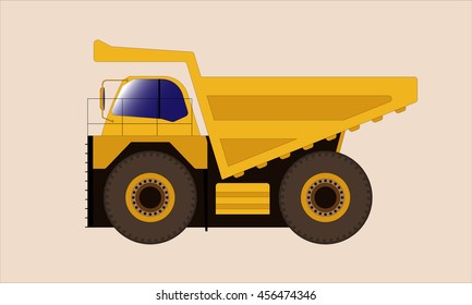 the big mine dump truck draw in cartoon vector