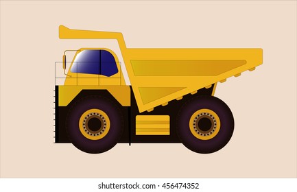 the big mine dump truck draw in cartoon vector
