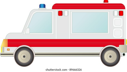 big modern ambulance car isolated on white background