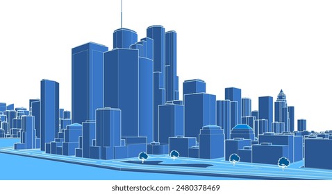 big modern city 3d illustration
