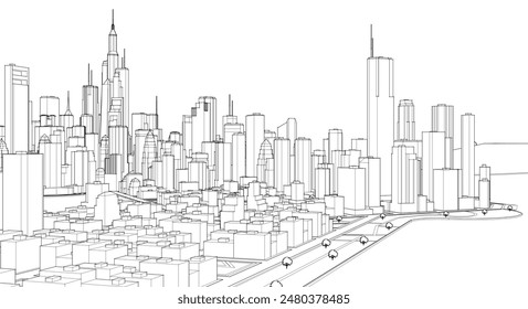 big modern city 3d illustration