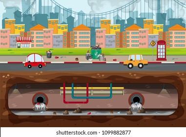 Big Modern City Pollution Scene illustration