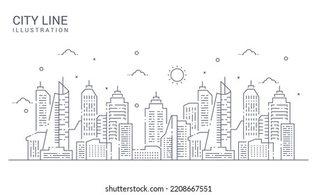 Big modern city skyscraper illustration