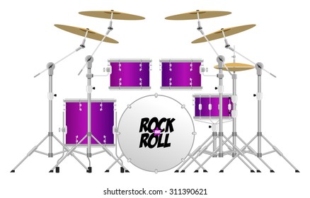 Big modern drum kit with tom, snare, bass and cymbals 