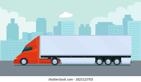 Cartoon Truck On Highway Illustration Cartoon Stock Illustration ...