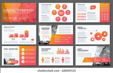 Big modern set of infographics. Vector illustrations about digital projects, management, clients brief, design and communication. Use in website, corporate report, presentation, advertising, marketing