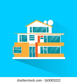 big modern villa house icon flat design vector illustration