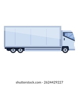Big modern white truck delivering goods using clean energy, side view isolated on white background