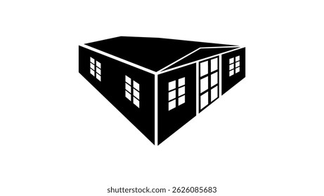 Casa plegable modular grande del envase, silueta aislada negra