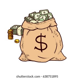 Big money bag sketchy design. Vector illustration