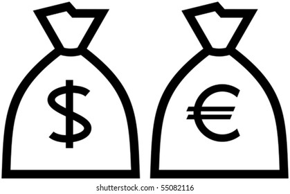 Big Money - Dollar and Euro symbols. Vector illustration