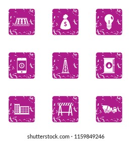 Big money icons set. Grunge set of 9 big money vector icons for web isolated on white background