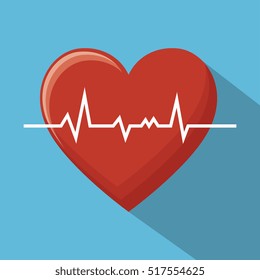 big monitoring heart sport design blue background