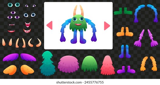 Big monster create constructor with  assets. Vector illustration