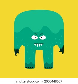 Big monster with sharp teeth, cartoon vector,alien monster illustration.