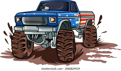 the big monster truck car vector