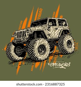 Big Monster Truck extreme collection, vector illustration