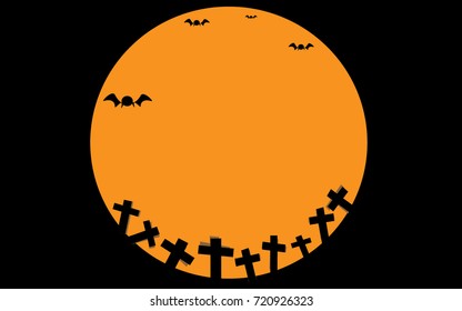 a big moon halloween background. vector illustration