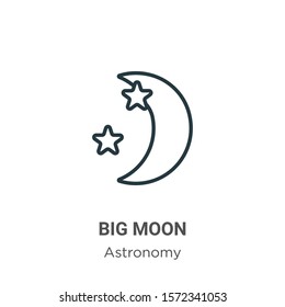 Big moon outline vector icon. Thin line black big moon icon, flat vector simple element illustration from editable astronomy concept isolated on white background