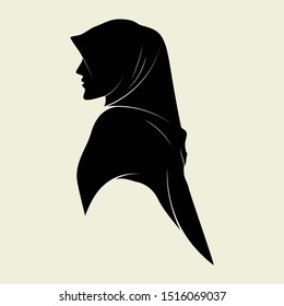 big moslem hijab girl, women head cover vector logo design template