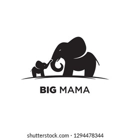 Big Mother lovely elephant cartoon logo design vector 