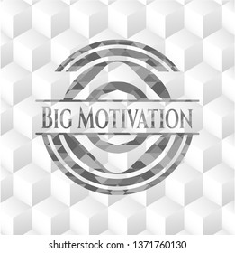 Big Motivation grey badge with geometric cube white background