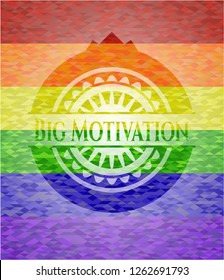 Big Motivation on mosaic background with the colors of the LGBT flag