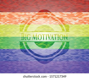 Big Motivation on mosaic background with the colors of the LGBT flag