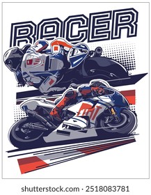 big motorbike racer is turning. cornering and kneedown racer