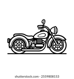 big motorcycle isolated drawing line art style sketch classic vintage design illustration