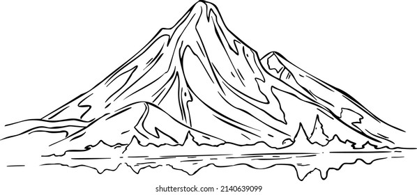 big mountain hand draw vector illustration