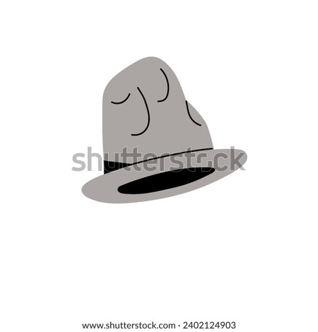 Big Mountain hat. Eccentric headwear with strange shape. Rumpled head accessory. Contemporary unique headdress, fashionable bizarre clothes. Flat isolated vector illustration on white background