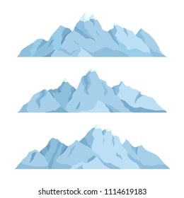 Big mountain set, vector illustration. Mountains landscape, isolated on white background.