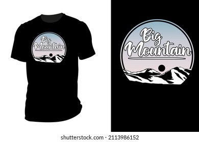 Big mountain silhouette t shirt mockup retro vintage