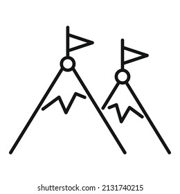 Big Mountain Target Icon Outline Vector. Success Opportunity. Team Challenge