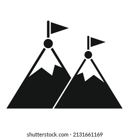 Big Mountain Target Icon Simple Vector. Success Opportunity. Team Challenge