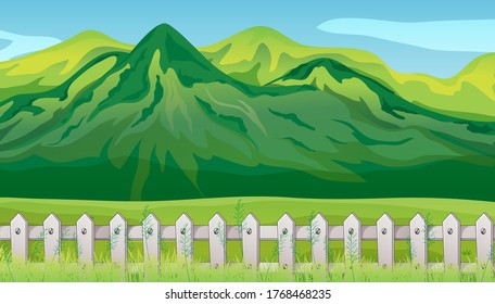 Big mountian in nature scene background illustration