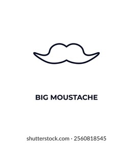 big moustache outline icon. Linear vector from beauty concept. Thin line big moustache icon isolated on white background