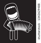 big mouth accordionist singing and playing accordion