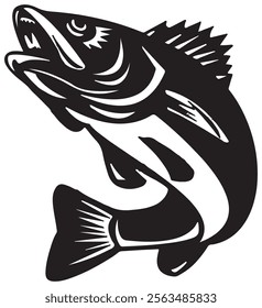 Big Mouth Bass Fish vector Design.