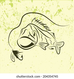big mouth bass on grunge background