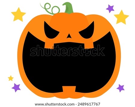 Big mouth Halloween pumpkin frame_vector illustration