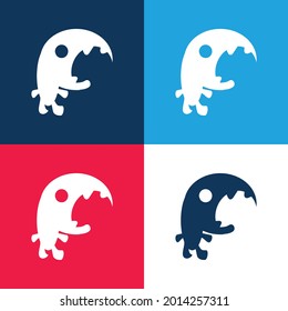 Big Mouth Monster Blue And Red Four Color Minimal Icon Set