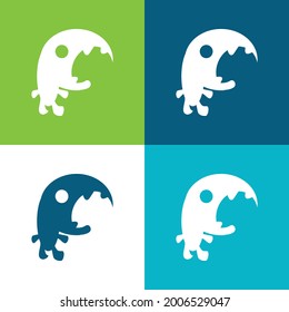 Big Mouth Monster Flat Four Color Minimal Icon Set