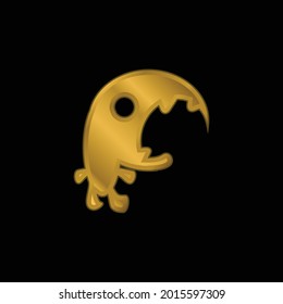 Big Mouth Monster Gold Plated Metalic Icon Or Logo Vector